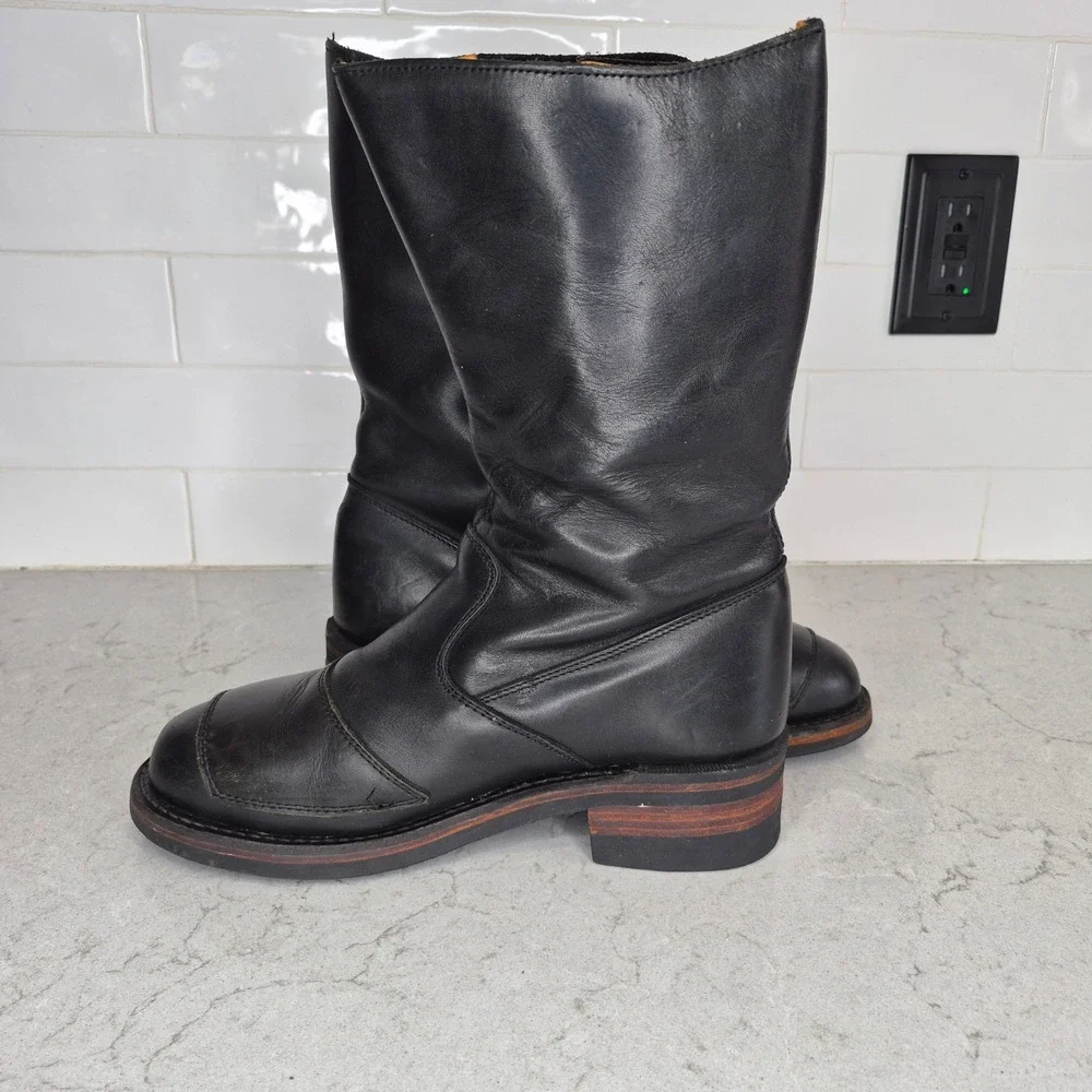 Guide Gear Motorcycle Boots Leather Biker Buckle 8M Black Mens